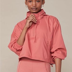 Girlfriend collective windbreaker in terracotta/coral
